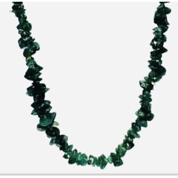 Green Malachite Chip Long Layering Necklace 32” Bohemian Boho  Natural Stone - Picture 16 of 16